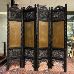 Ebonized Screen with Arabesque Inlaid Brass of Finest Quality