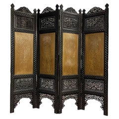 Ebonized Screen with Arabesque Inlaid Brass of Finest Quality