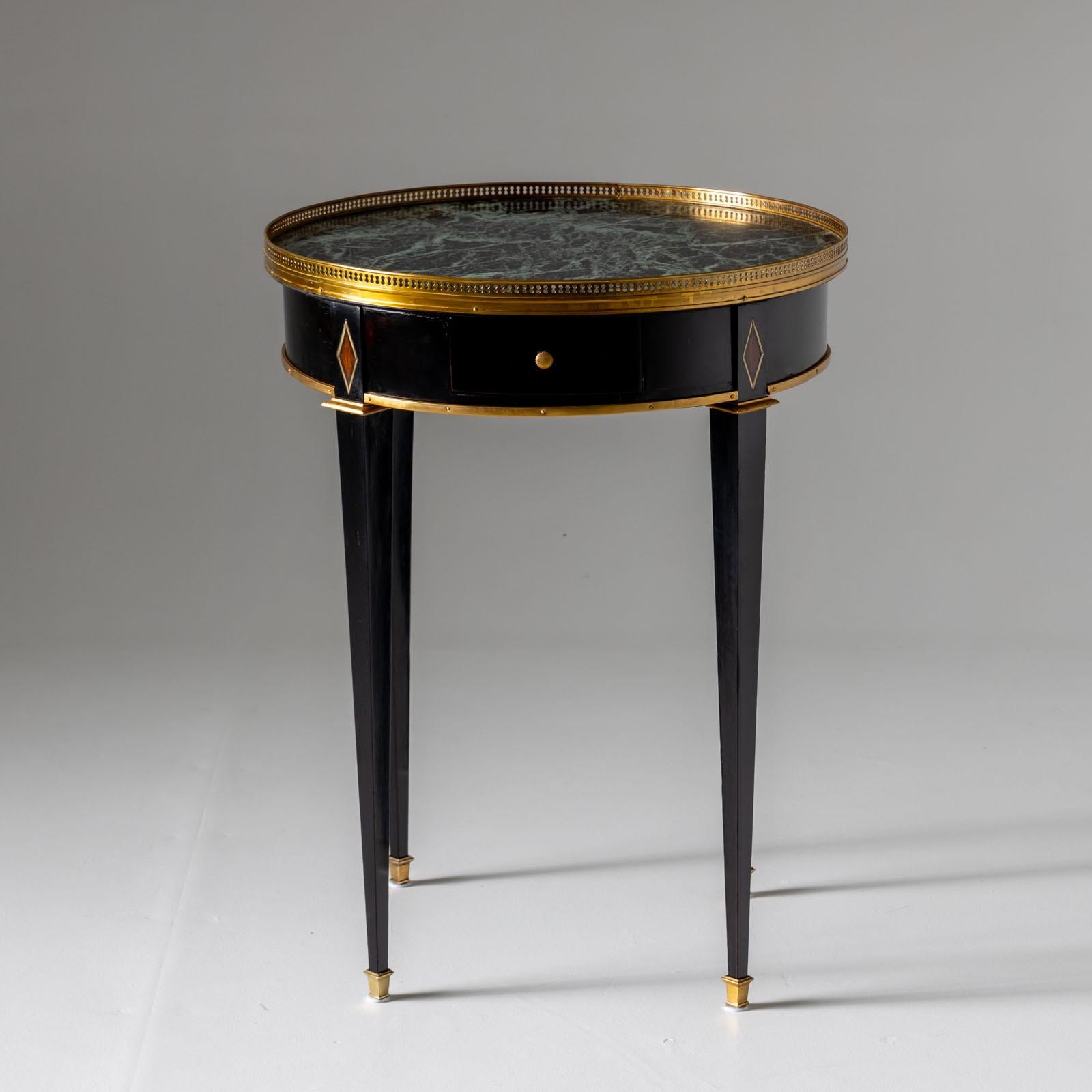 Ebonized Side Table with green Marble Top, France 2nd Half 19th Century For Sale 1