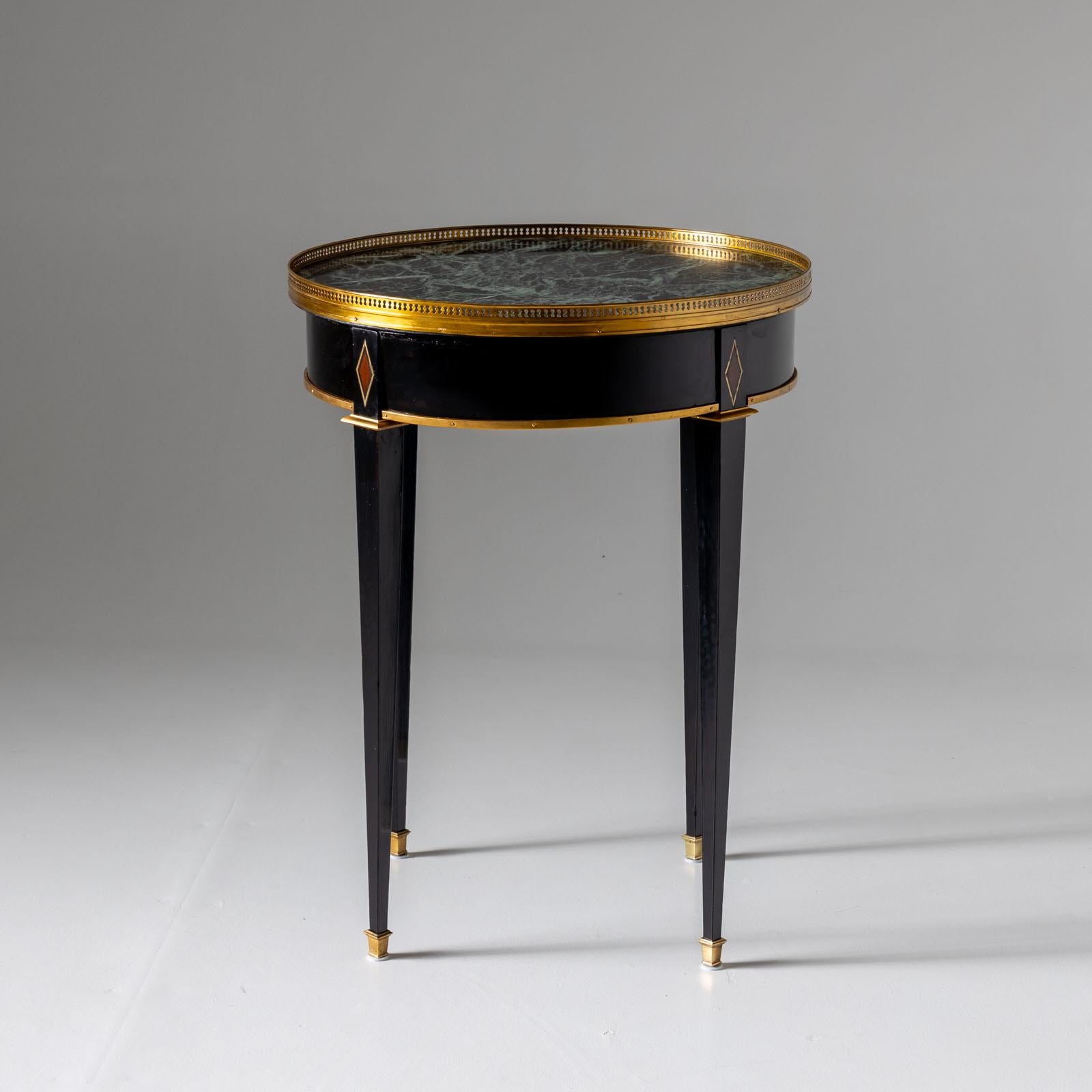 Ebonized Side Table with green Marble Top, France 2nd Half 19th Century For Sale 2