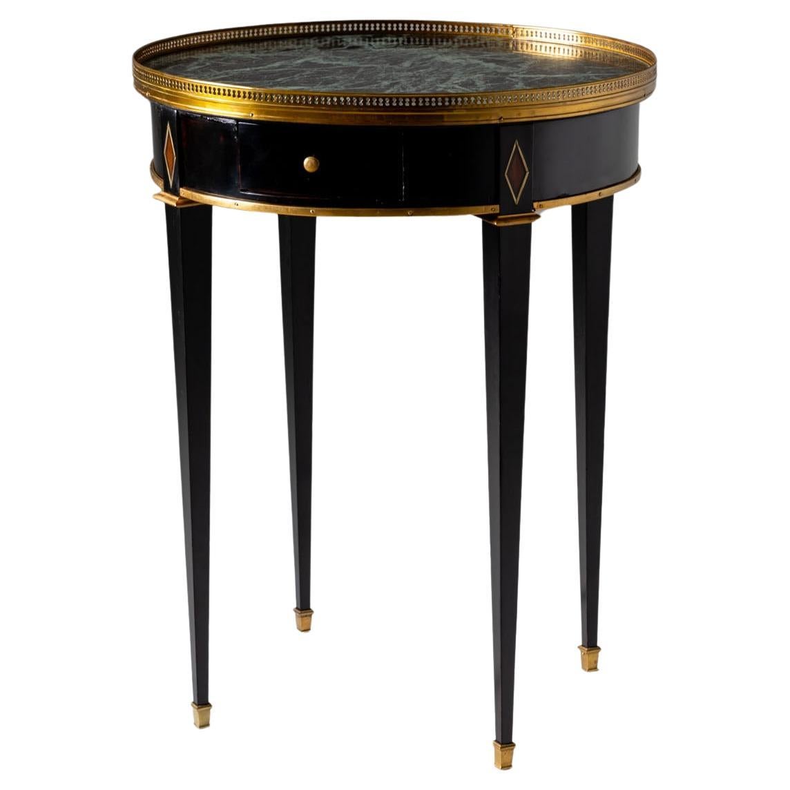 Ebonized Side Table with green Marble Top, France 2nd Half 19th Century For Sale