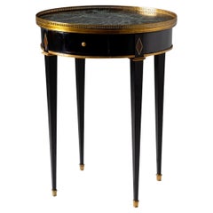 Ebonized Side Table with green Marble Top, France 2nd Half 19th Century
