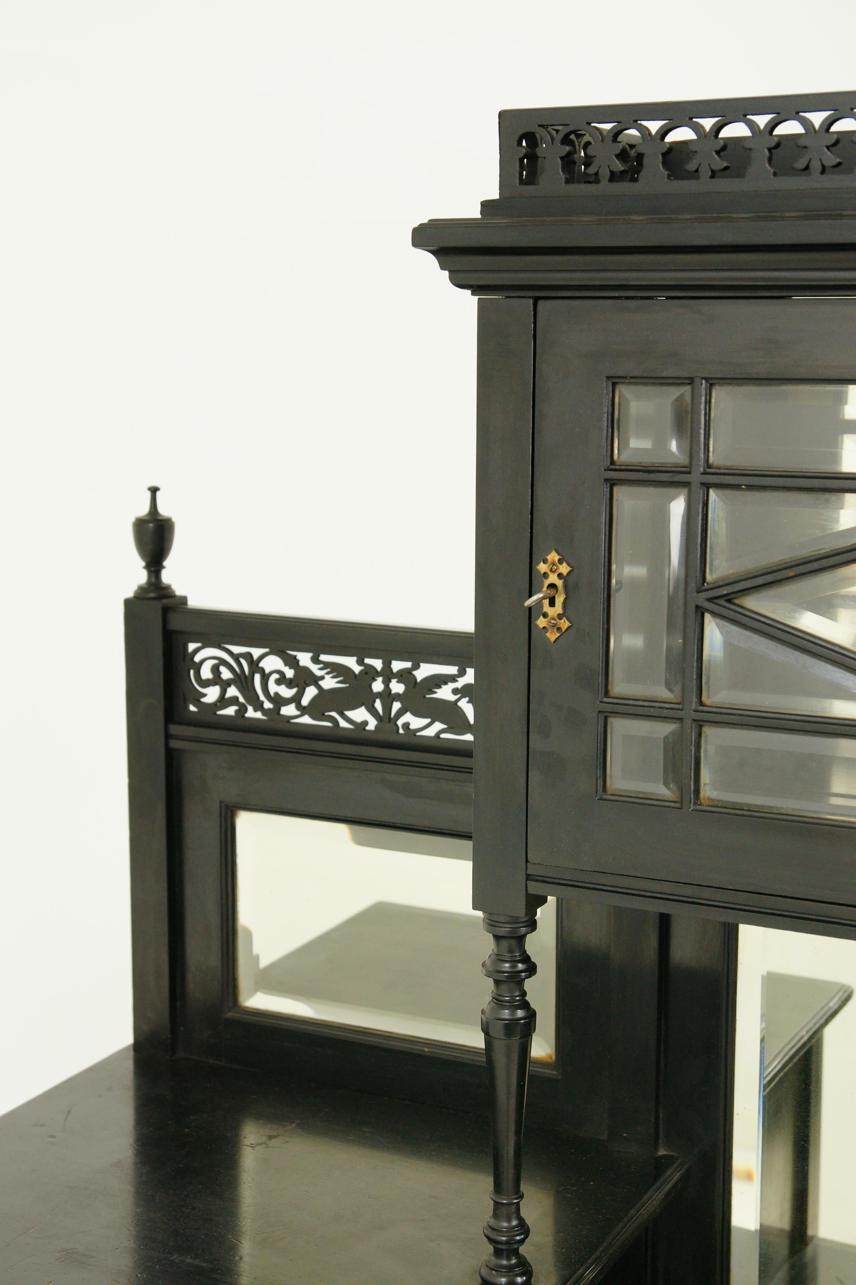 Hand-Crafted Ebonized Sideboard, Victorian Aesthetic Sideboard, Display Cabinet, 1880
