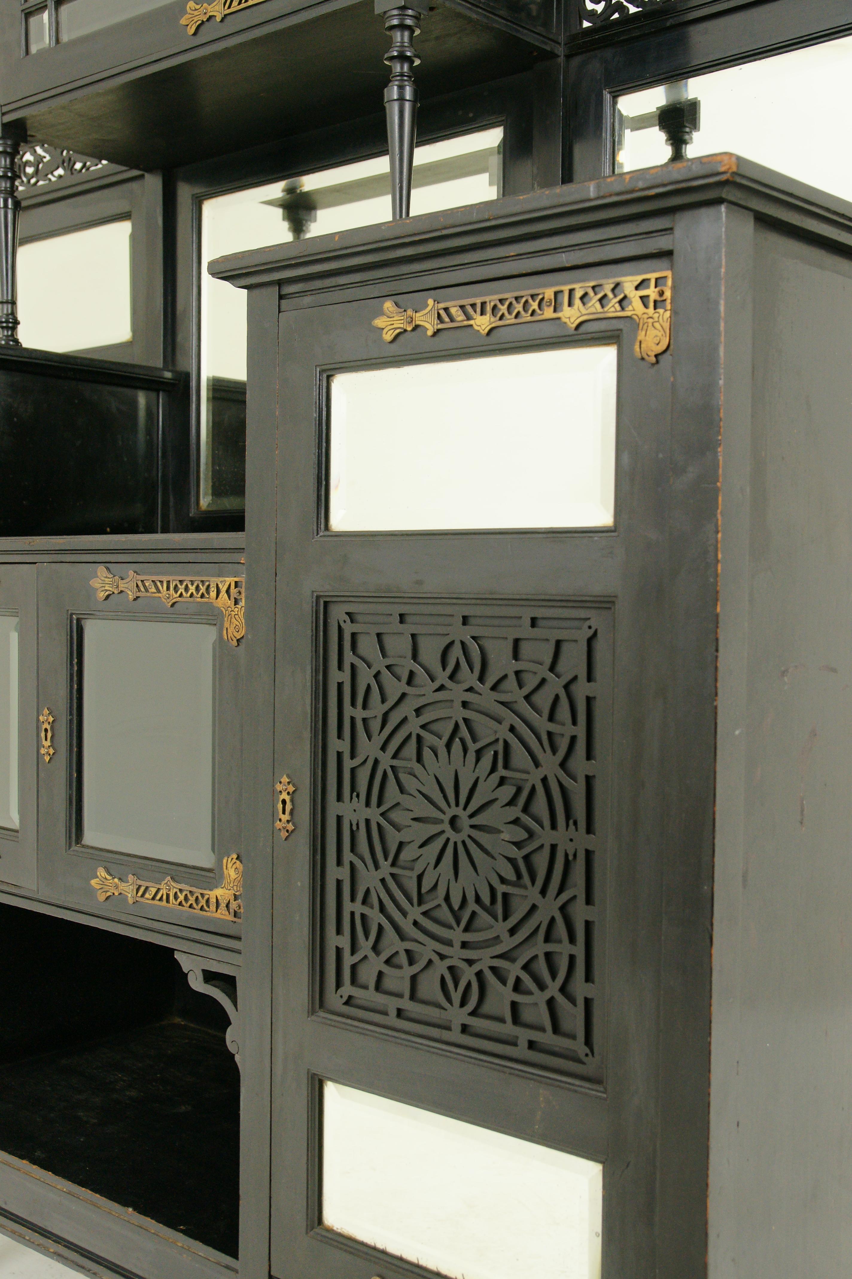 Ebonized Sideboard, Victorian Aesthetic Sideboard, Display Cabinet, 1880 In Good Condition In Vancouver, BC
