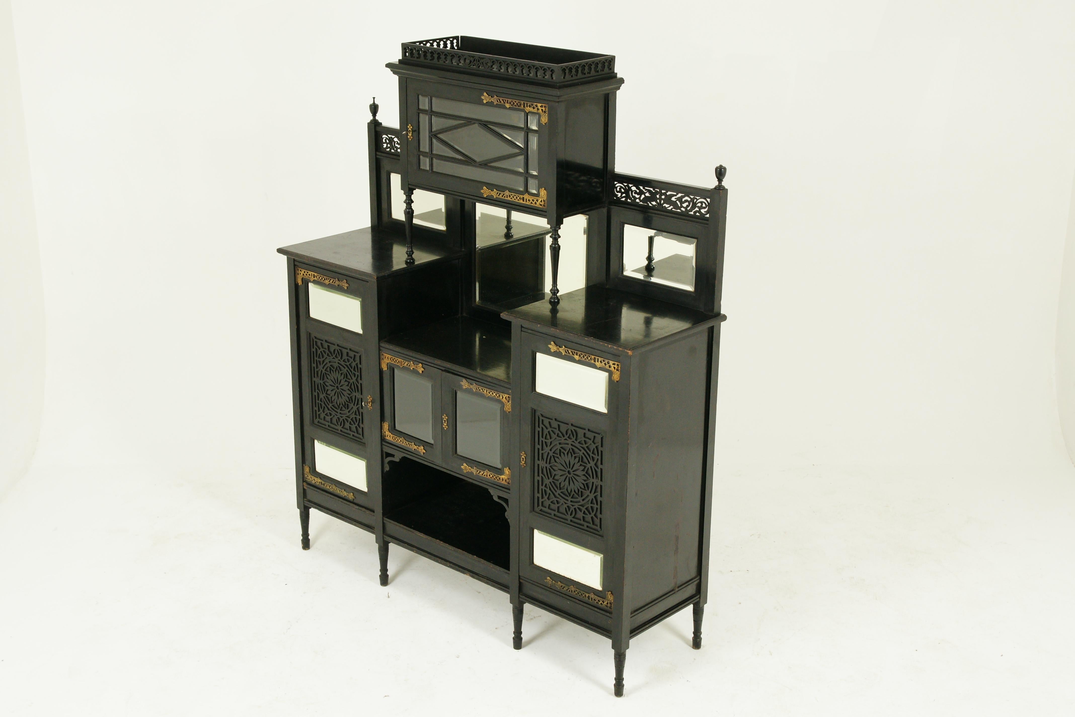 Late 19th Century Ebonized Sideboard, Victorian Aesthetic Sideboard, Display Cabinet, 1880