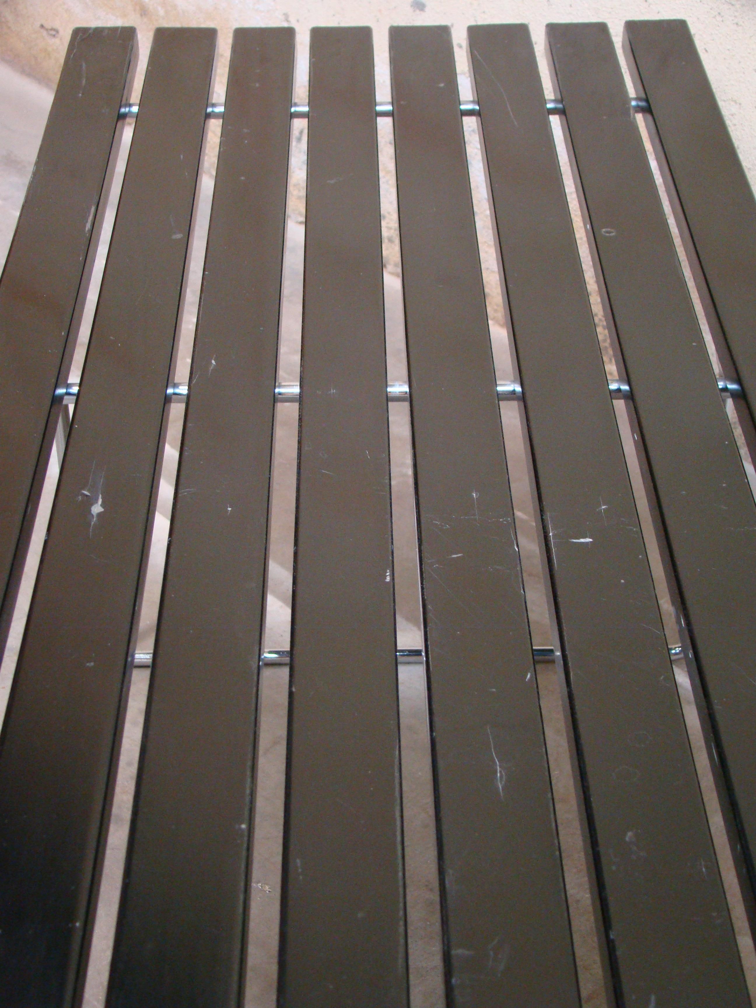 Ebonized Slat Wood Bench with Chrome Legs by Harry Bertoia for Knoll USA 3