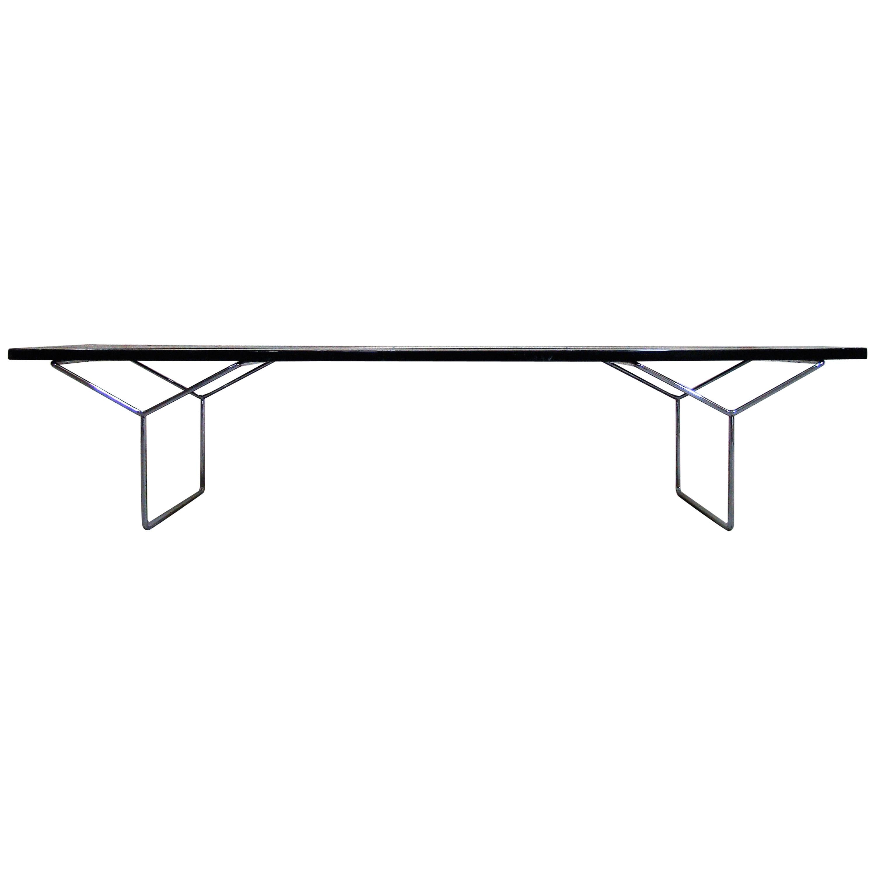 Ebonisierte Lattenholzbank mit Chrombeinen von Harry Bertoia für Knoll USA