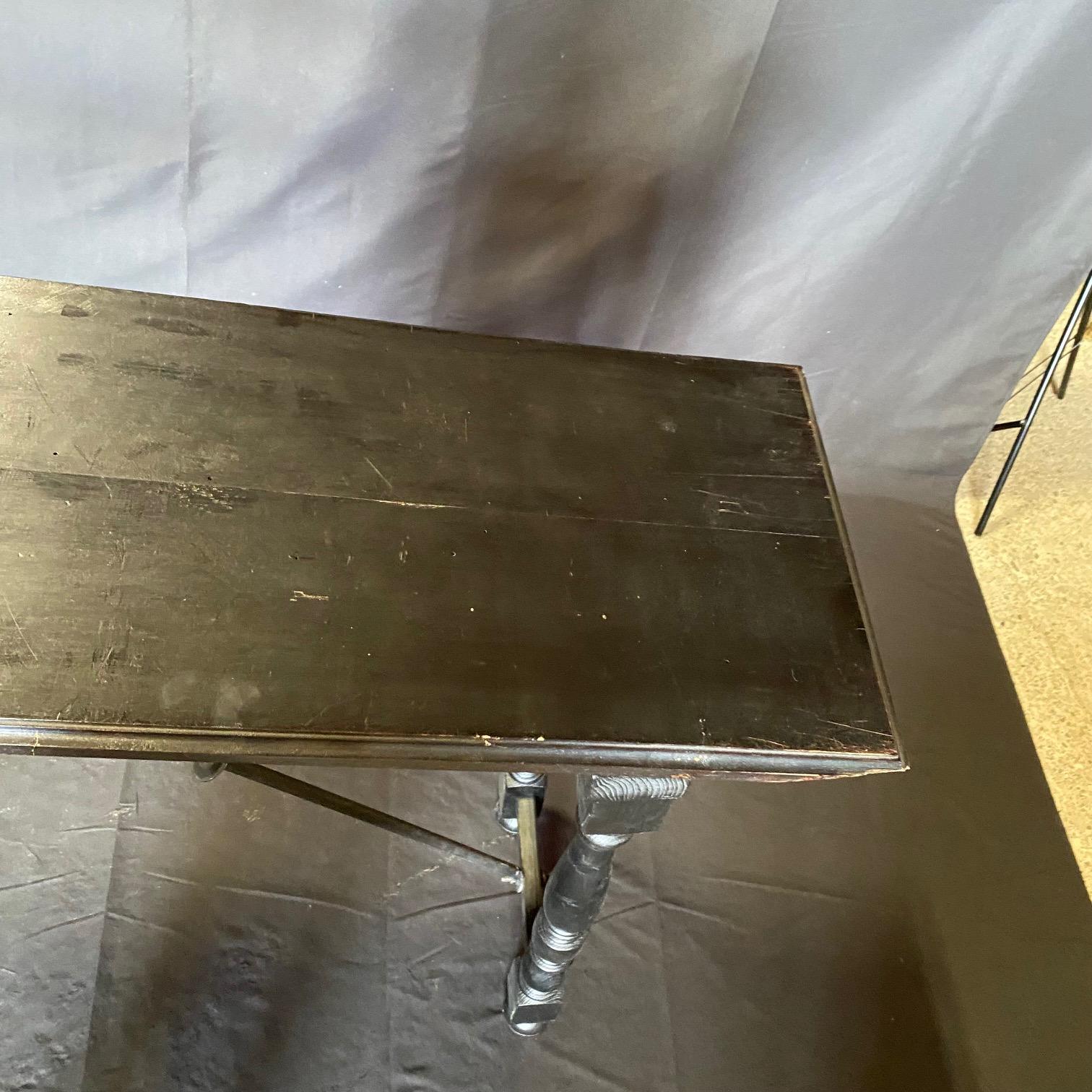 Spanish Colonial Ebonized Spanish Console Table with Iron Stretcher