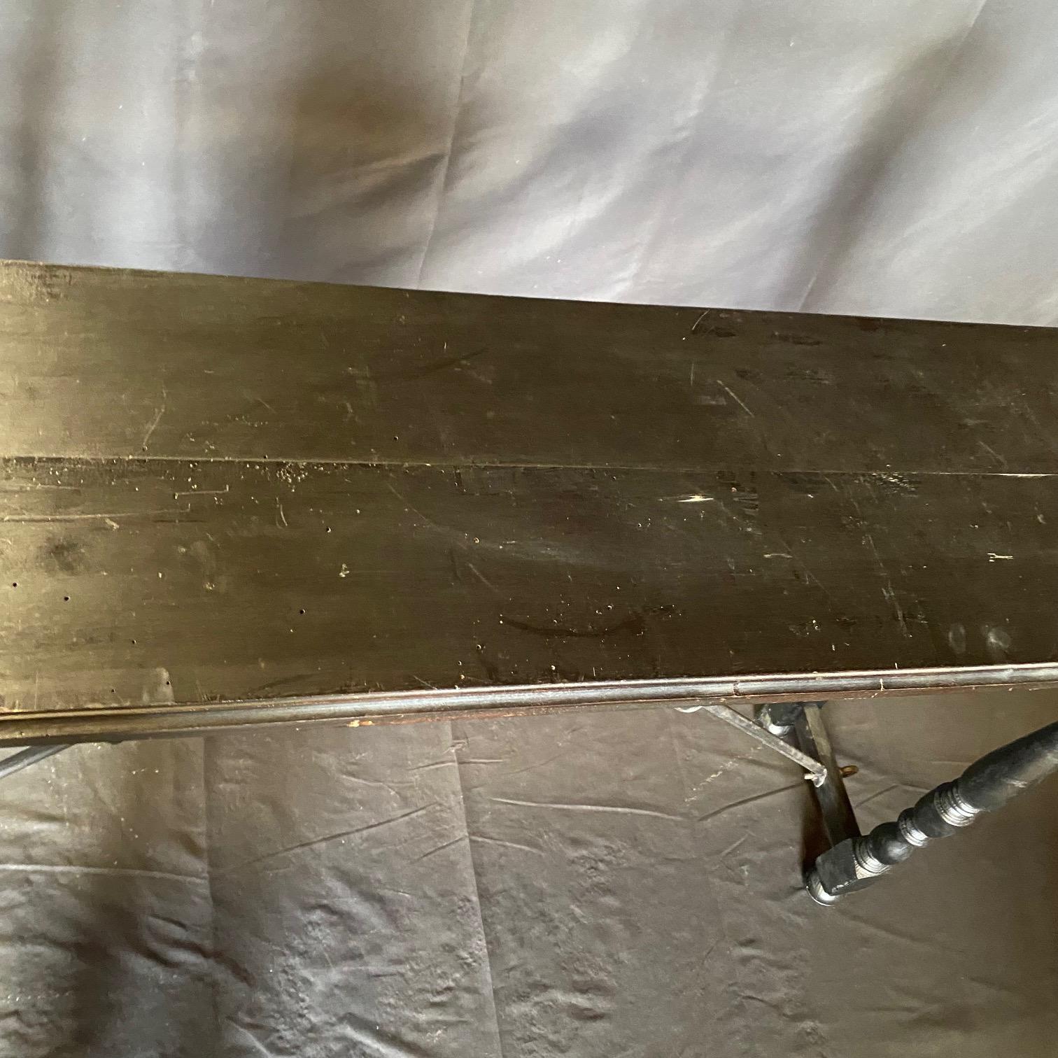 Ebonized Spanish Console Table with Iron Stretcher In Good Condition In Hopewell, NJ