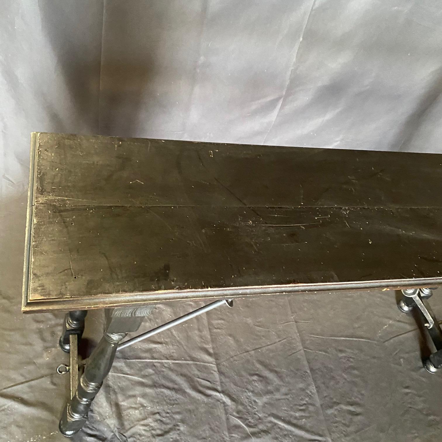 Mid-20th Century Ebonized Spanish Console Table with Iron Stretcher