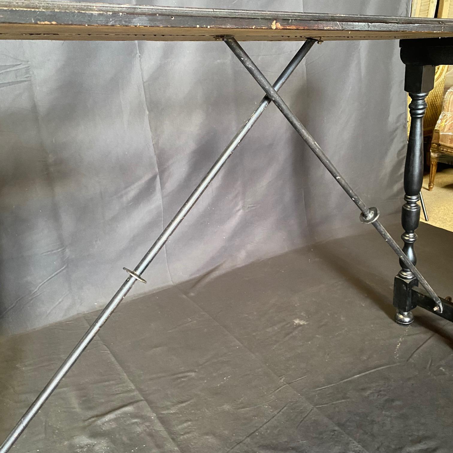 Ebonized Spanish Console Table with Iron Stretcher 1