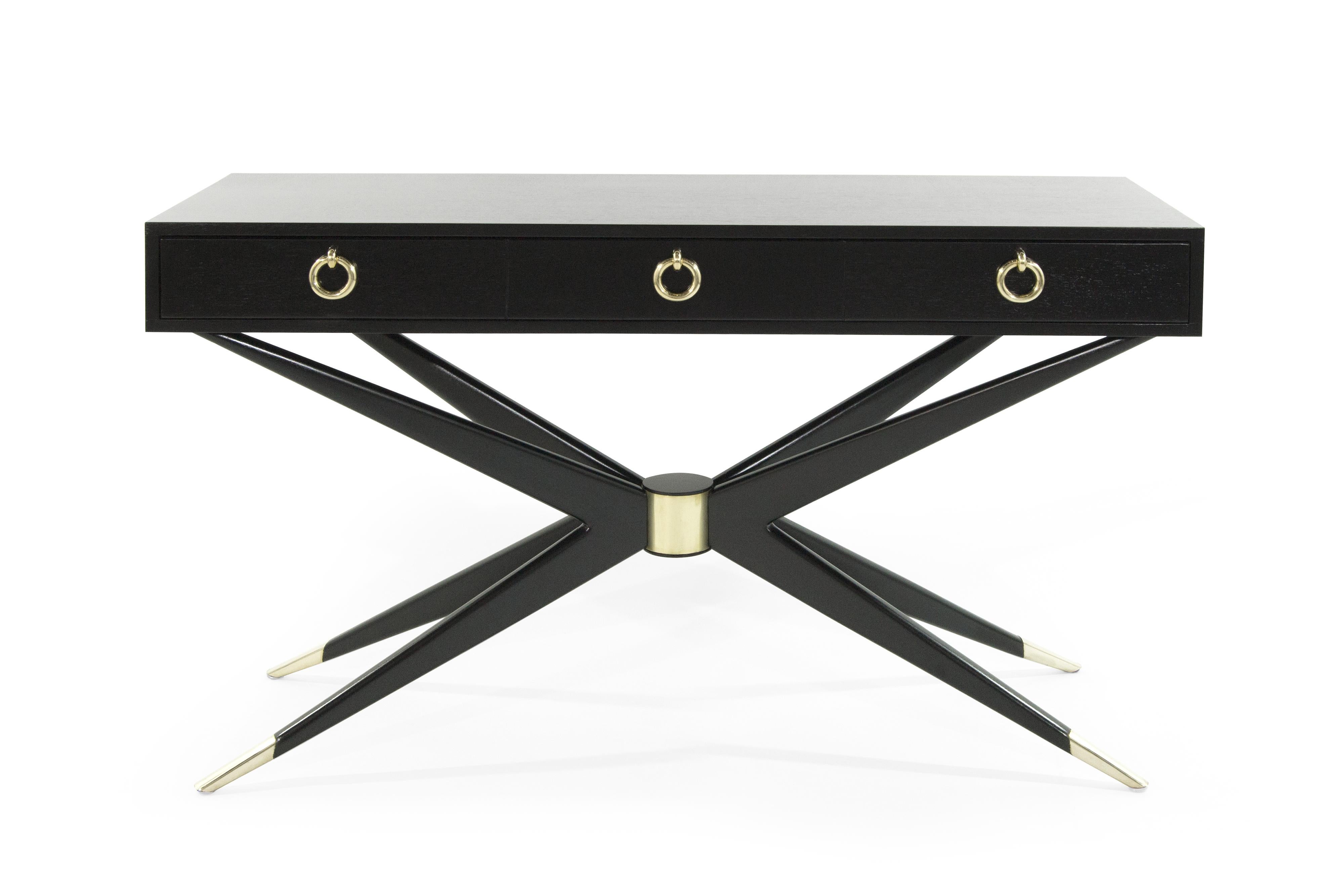 Mid-Century Modern Ebonized Sputnik Console Table