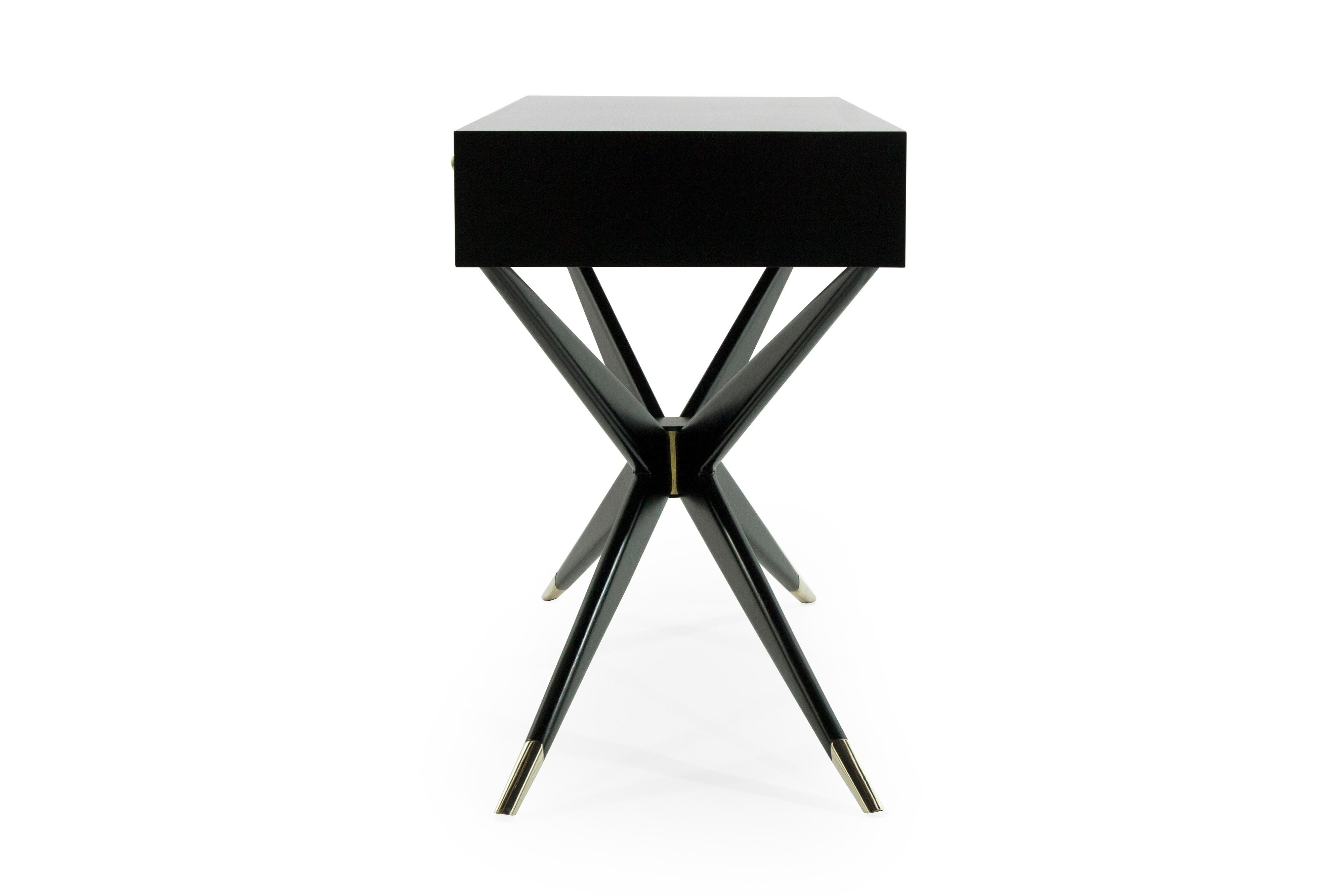 Brass Ebonized Sputnik Console Table