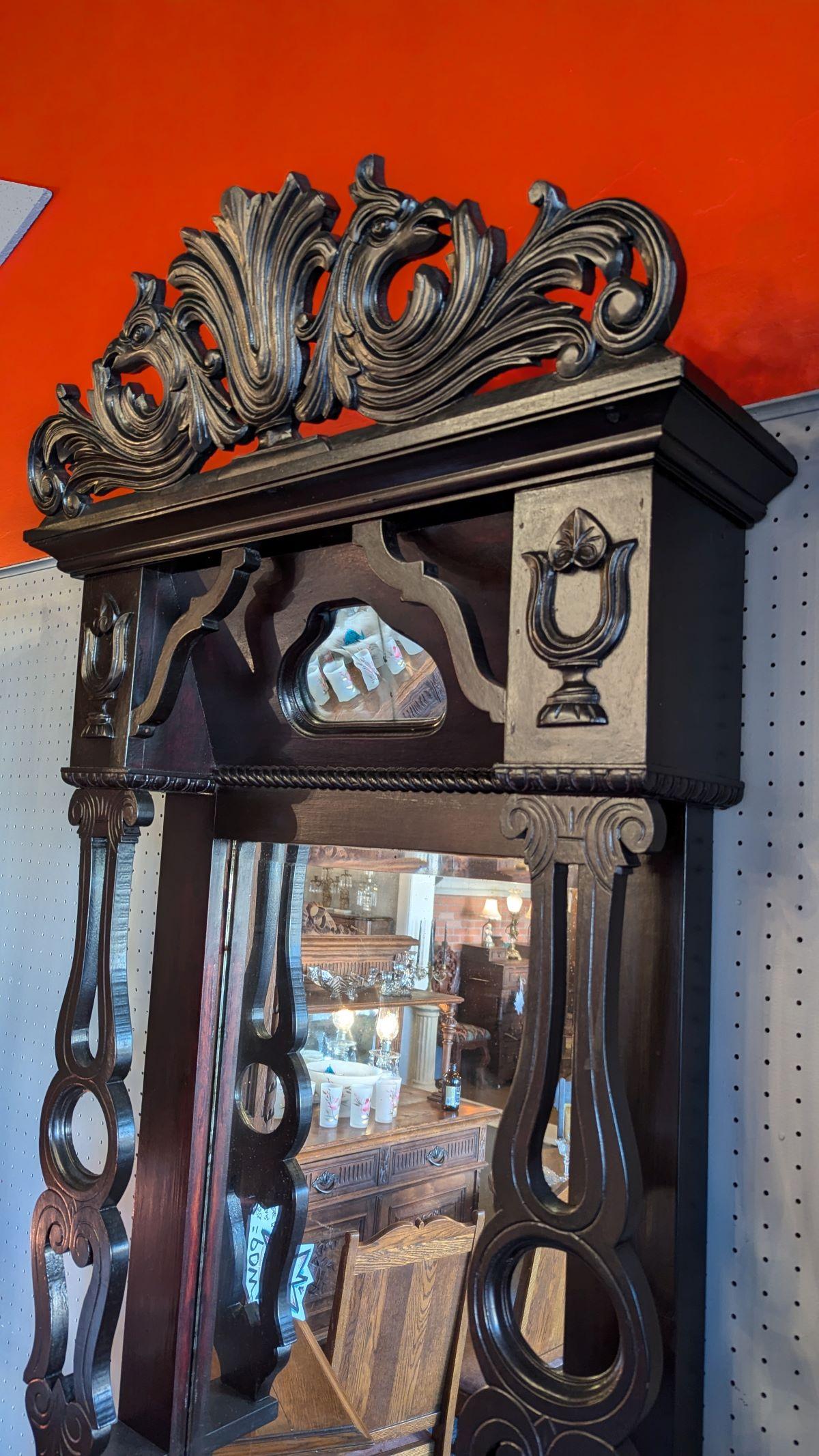 Hardwood Ebonized Standing Mirror, Pier Mirror For Sale