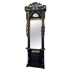 Miroir sur pied ébénisé, miroir de pilier