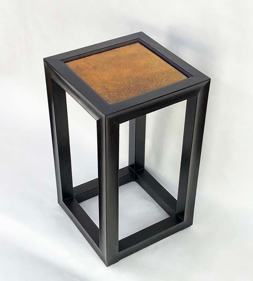 Ebonized Table with Cloisonné Top by Robert Kuo for McGuire For Sale 5