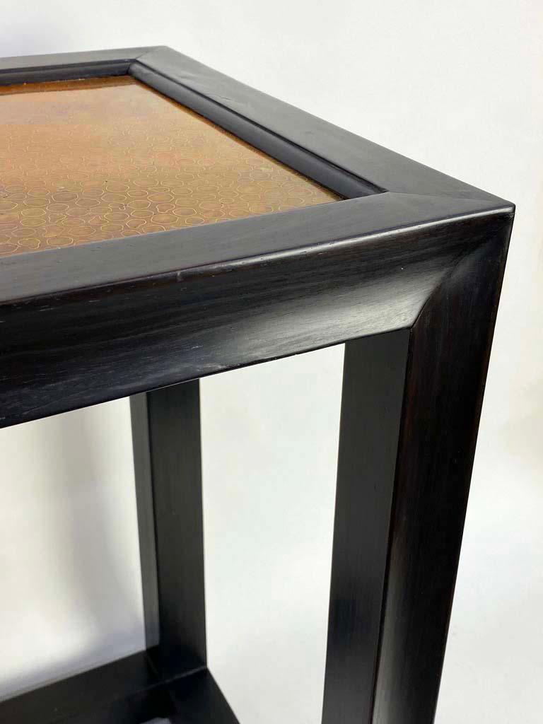 Wood Ebonized Table with Cloisonné Top by Robert Kuo for McGuire For Sale