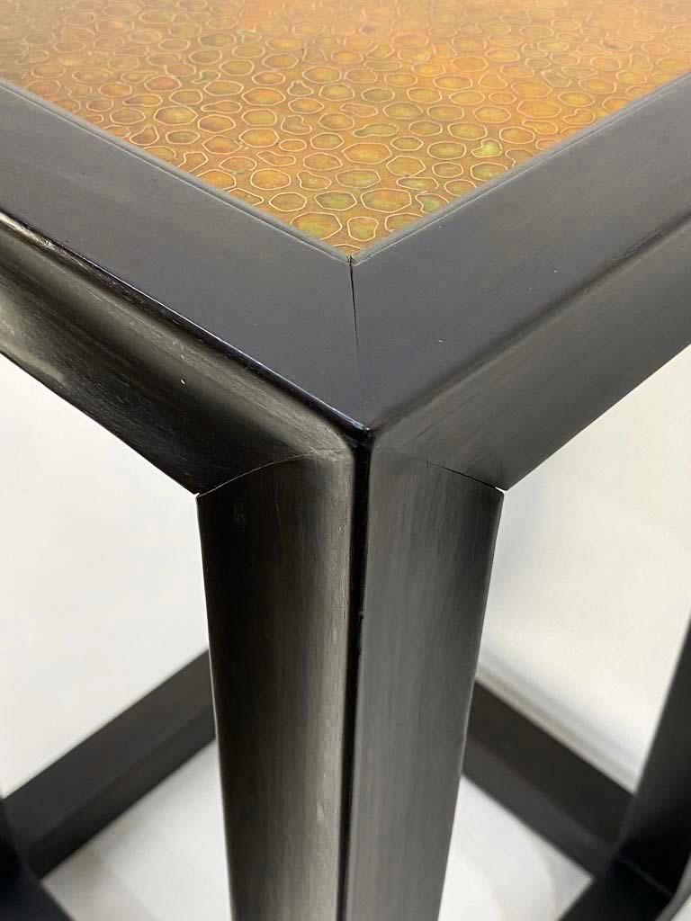 Ebonized Table with Cloisonné Top by Robert Kuo for McGuire For Sale 2