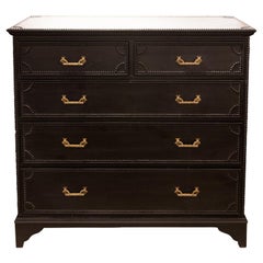 Ebonized Tall Chest of Drawers with Brass Pulls
