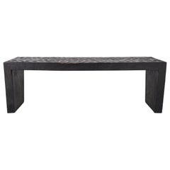 Ebonized Teak Bench with "Cat's Tongue" Pattern