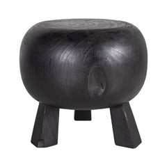 Ebonized Teak Stool of Tribal Inspiration