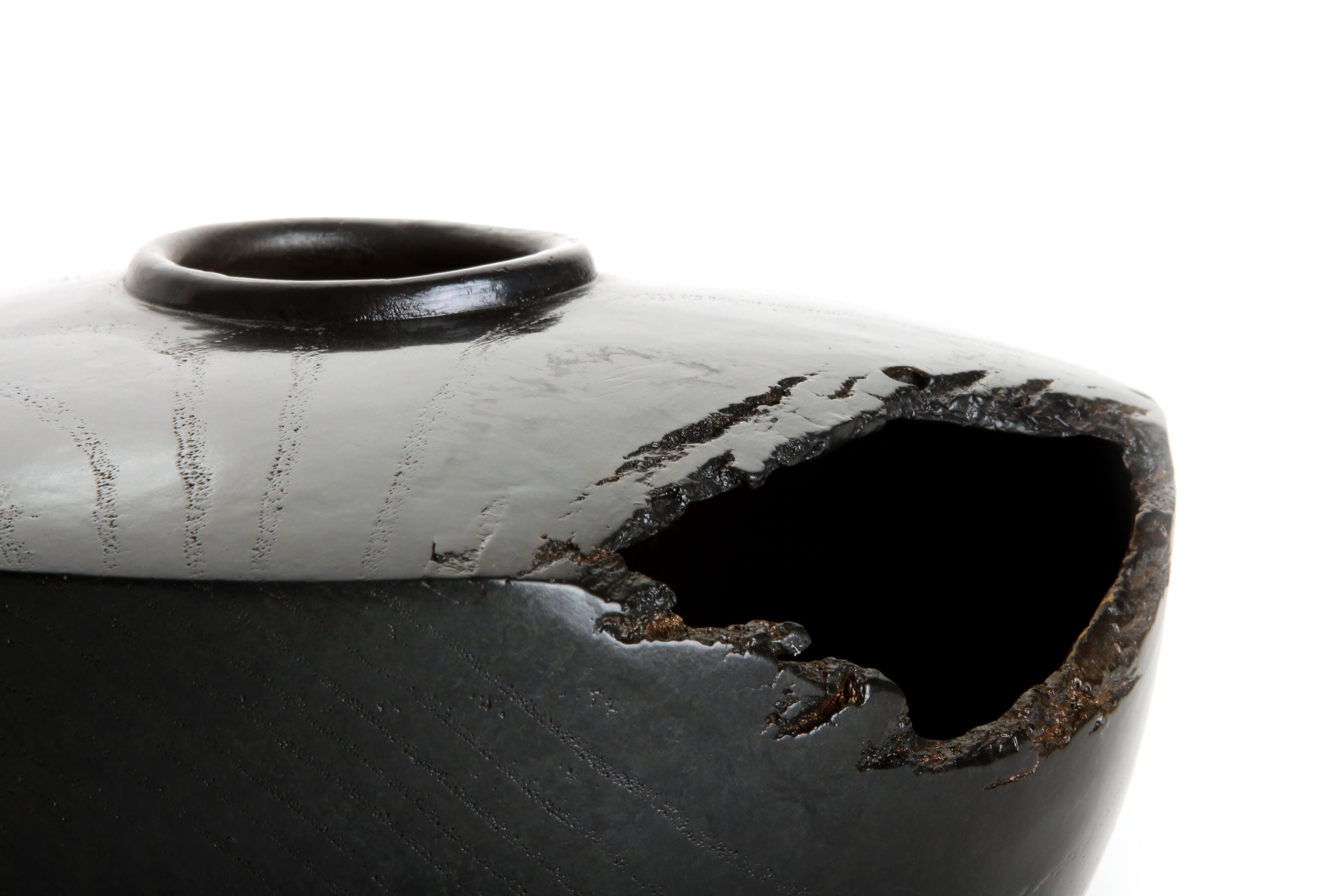 Modern Ebonized Terra Vase by Brian Chaaban For Sale