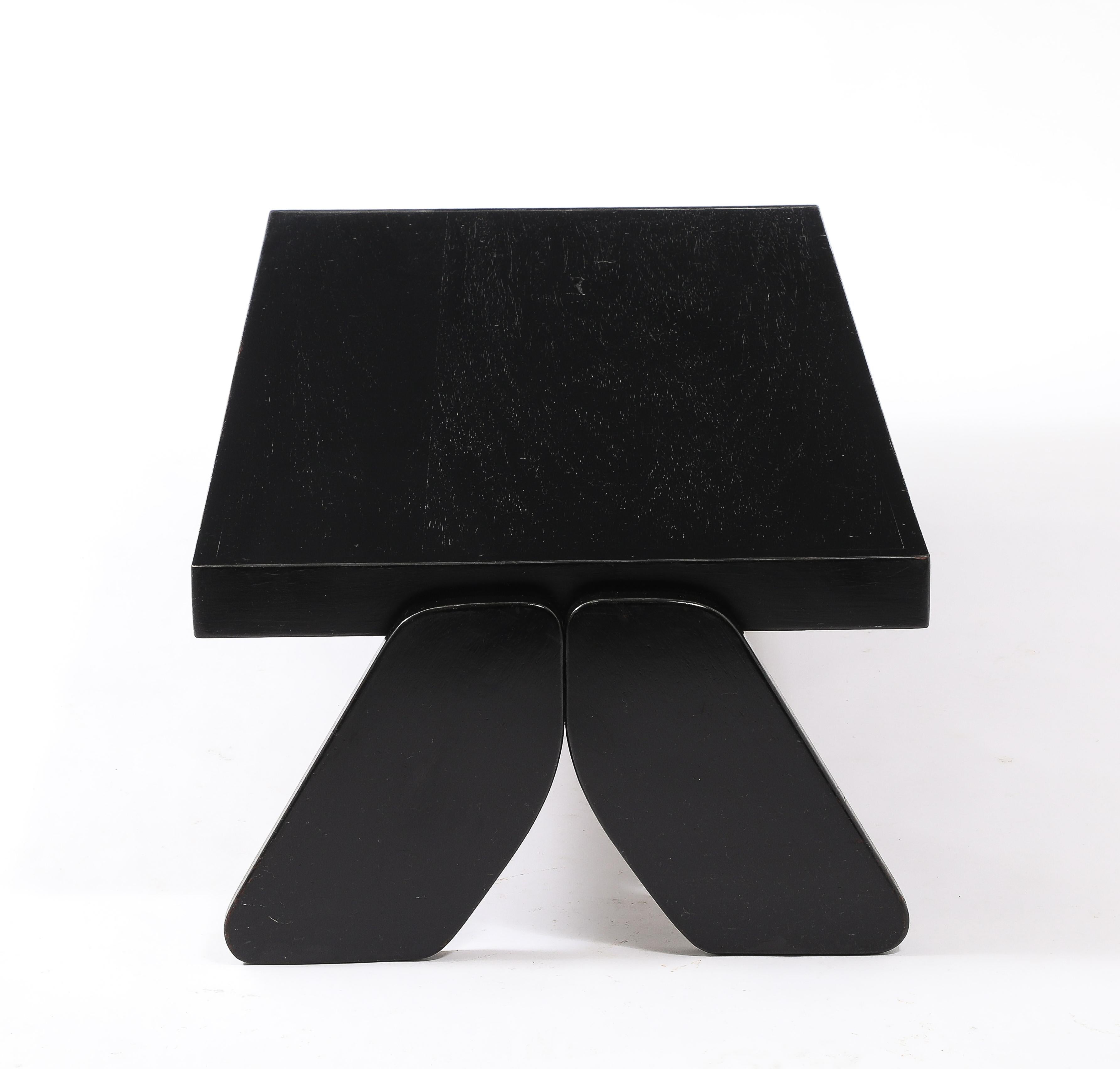 Ebonized Trestle Coffee Table, France 1950's For Sale 3