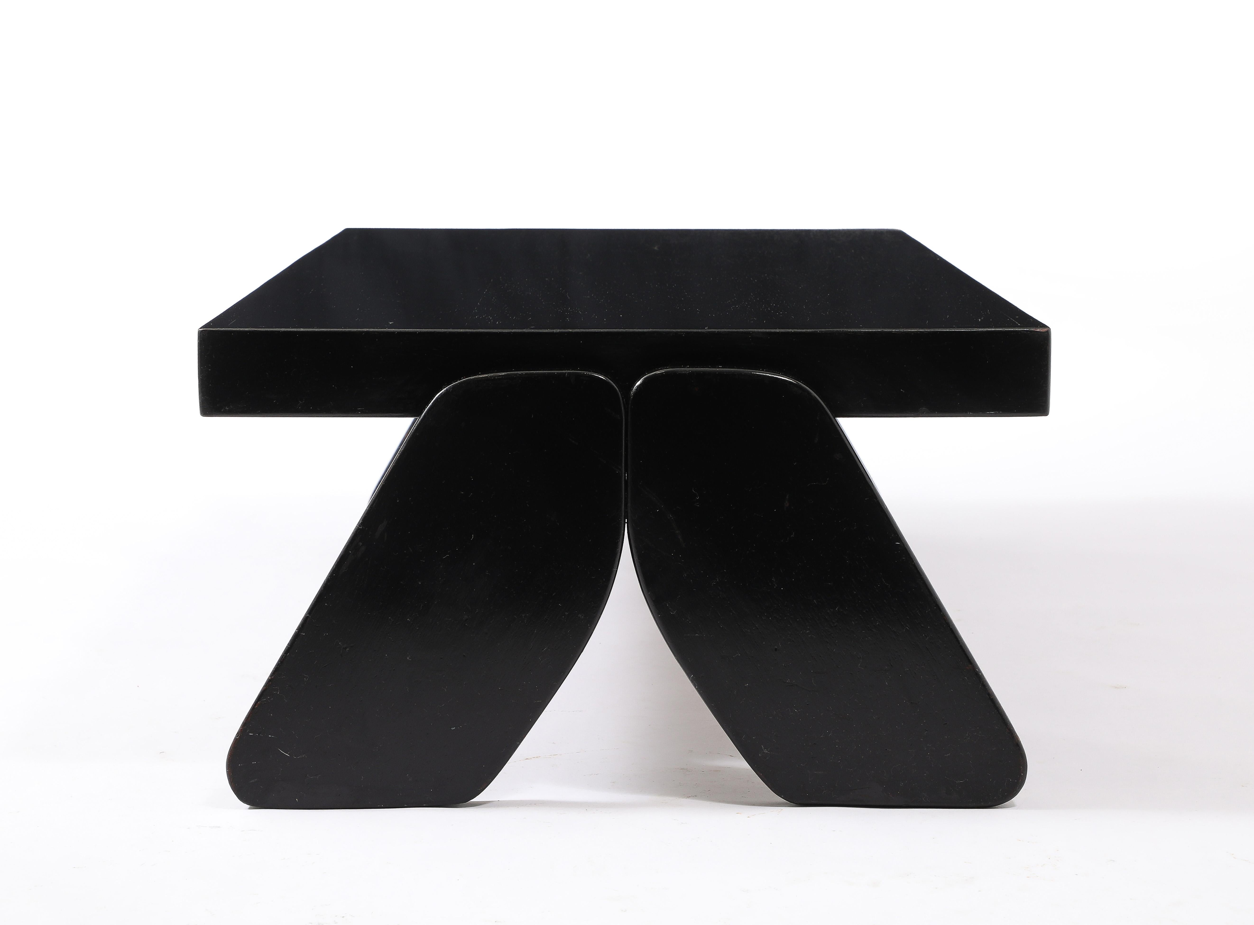Ebonized Trestle Coffee Table, France 1950's For Sale 4