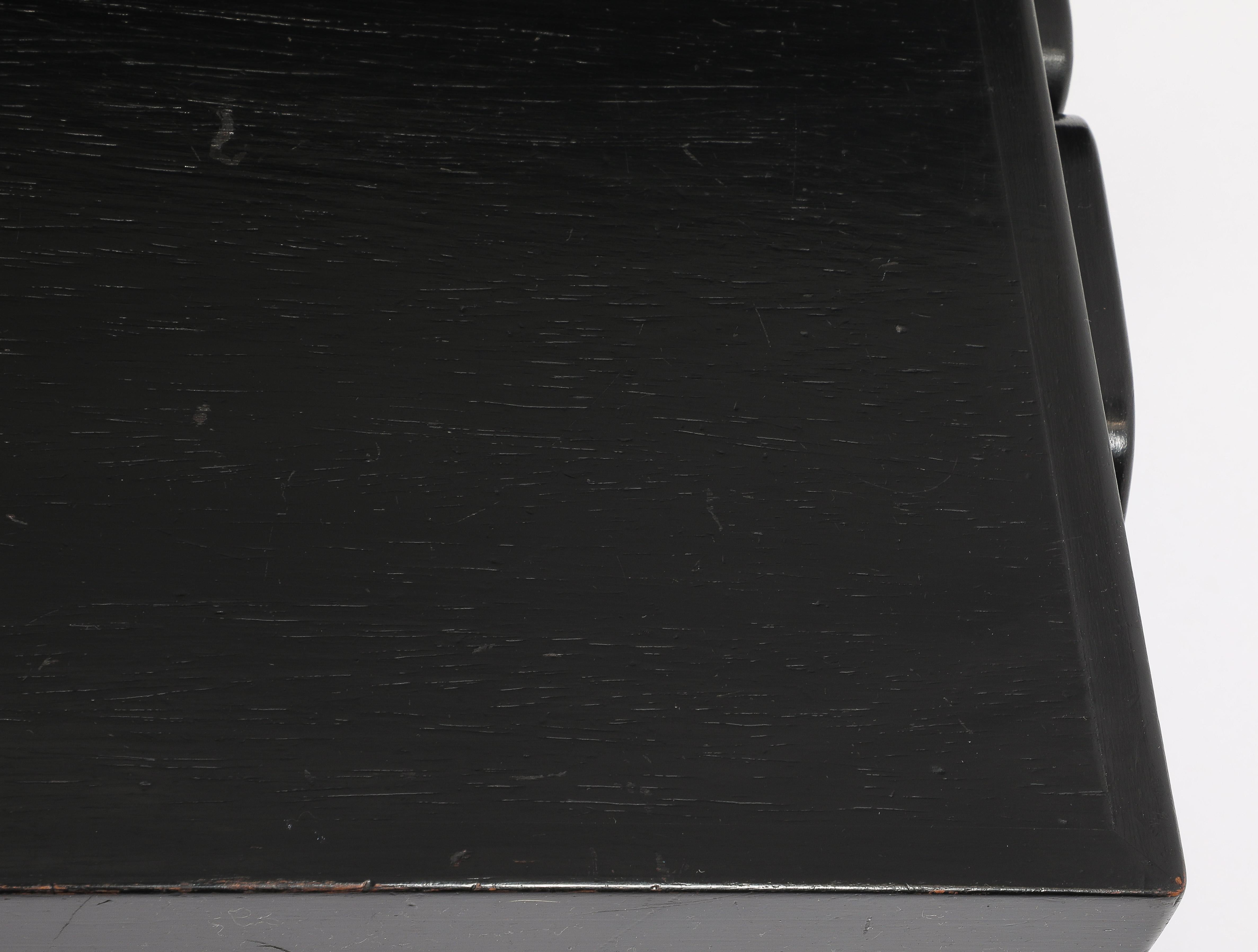 20th Century Ebonized Trestle Coffee Table, France 1950's For Sale
