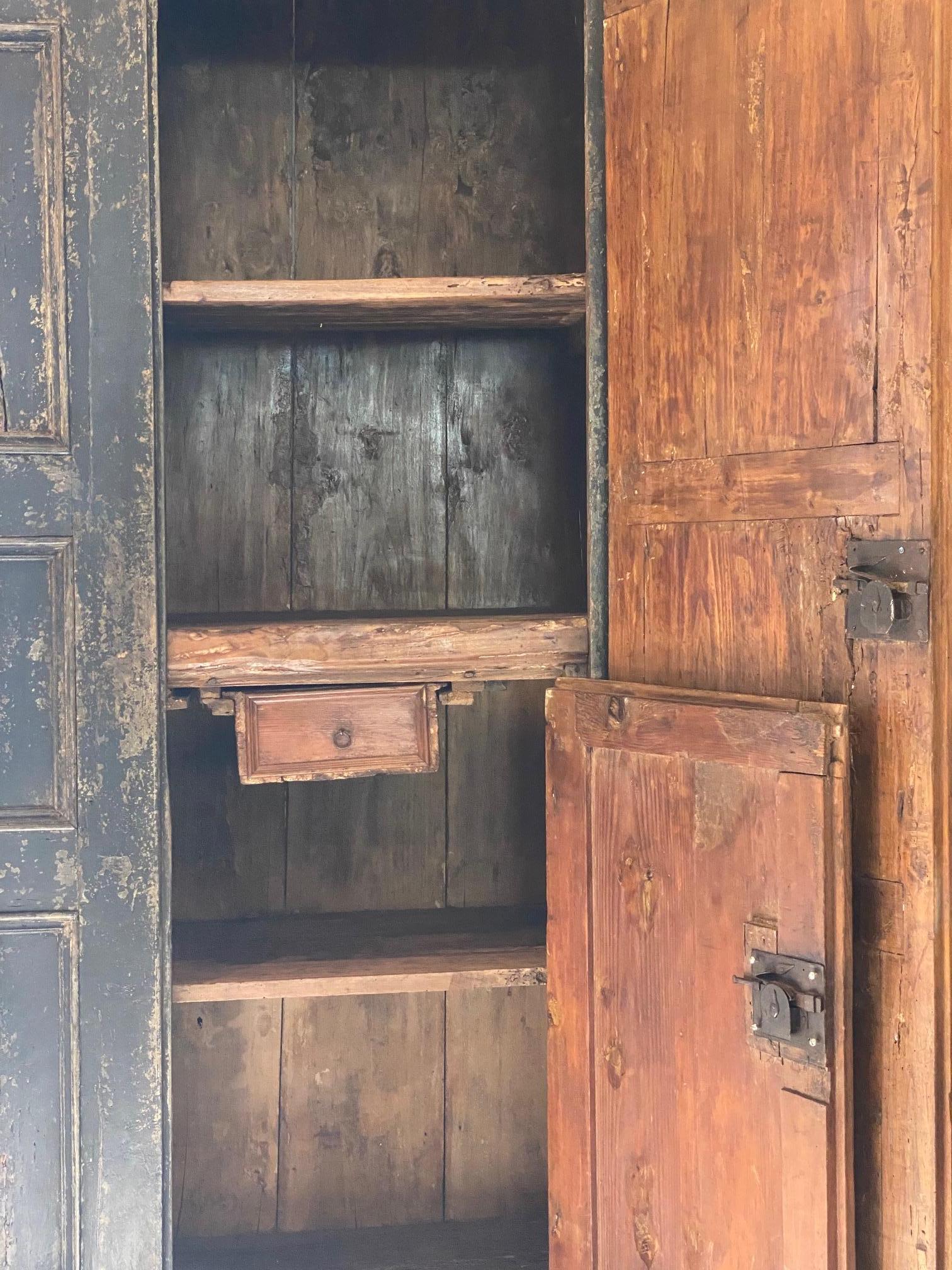 Ebonized Two-Door Pine Cabinet, Italy, 19th Century For Sale 3