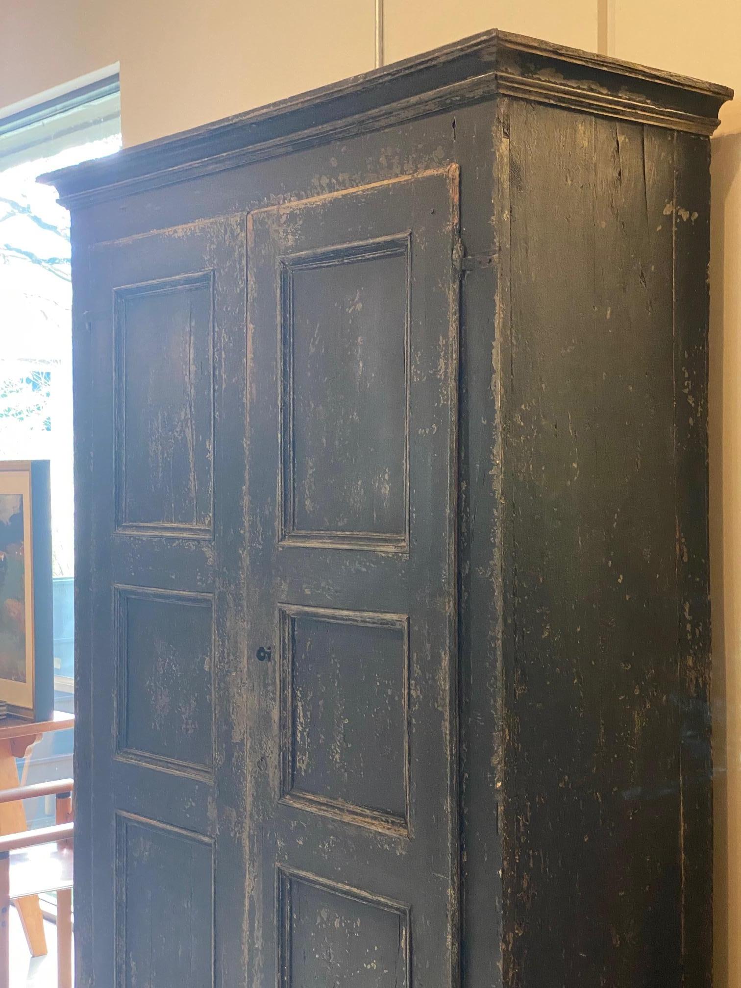 Ebonized Two-Door Pine Cabinet, Italy, 19th Century For Sale 4