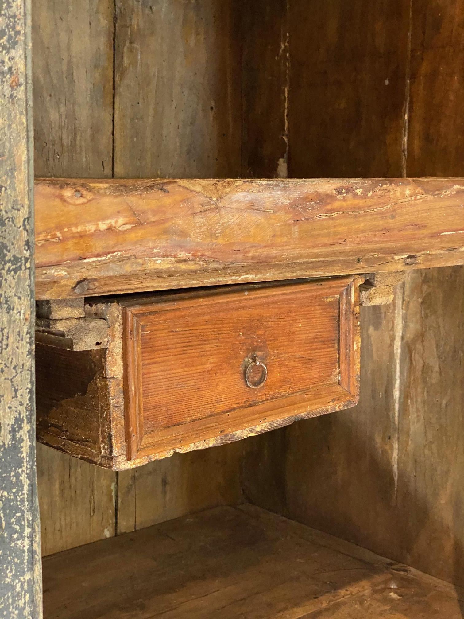 Iron Ebonized Two-Door Pine Cabinet, Italy, 19th Century For Sale