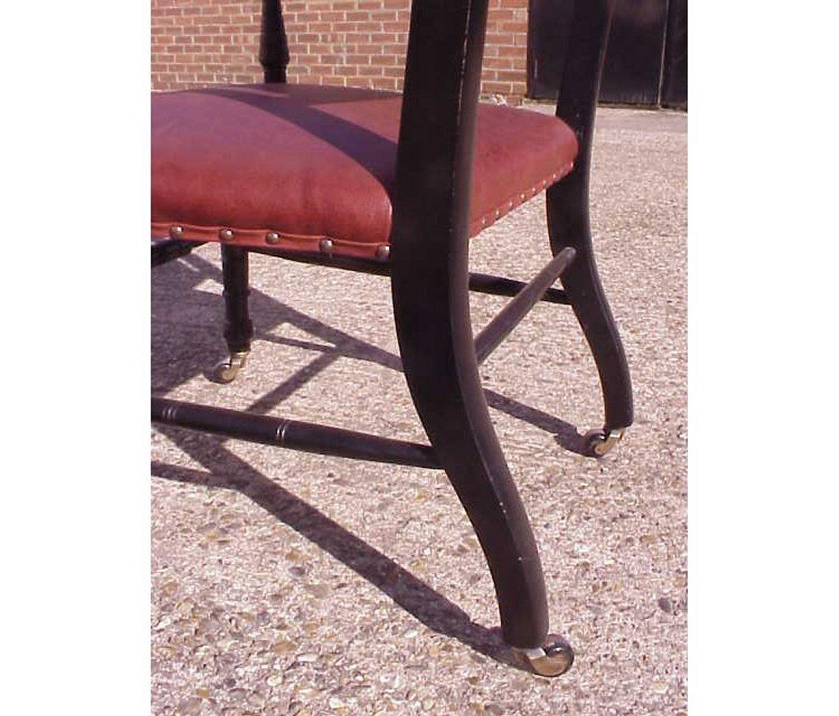 Beech Ebonized Upholstered Armchair Made by Oetzmann, After a Design by E.W. Godwin For Sale