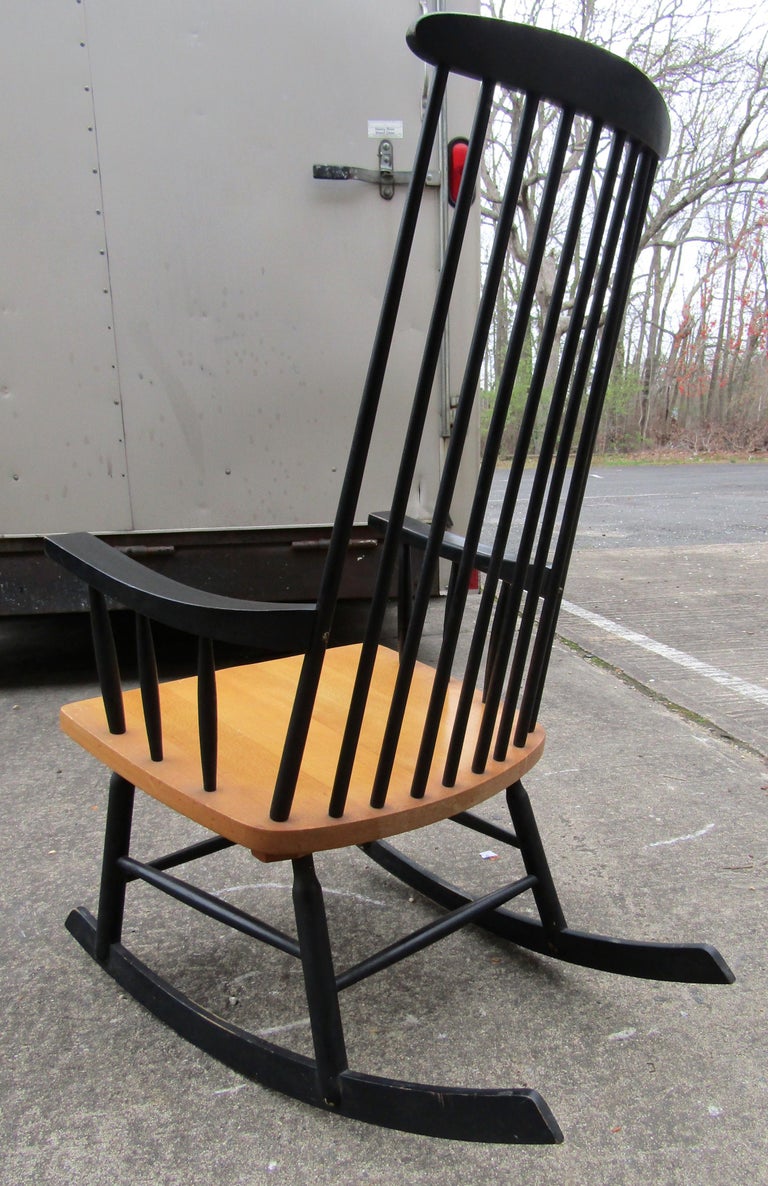 Ebonized Vintage Modern Style Rocker For Sale at 1stDibs