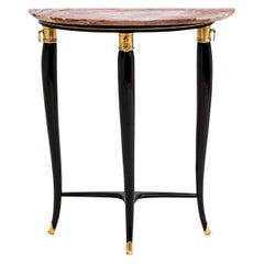 Ebonized Wall Console with Marble Top, Italy, 1940s
