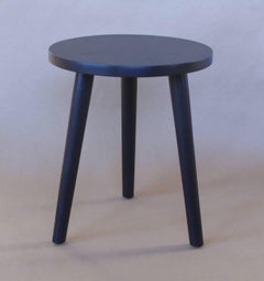 Ebonized Walnut, A Solid Wood Stool or Side Table with Turned Legs