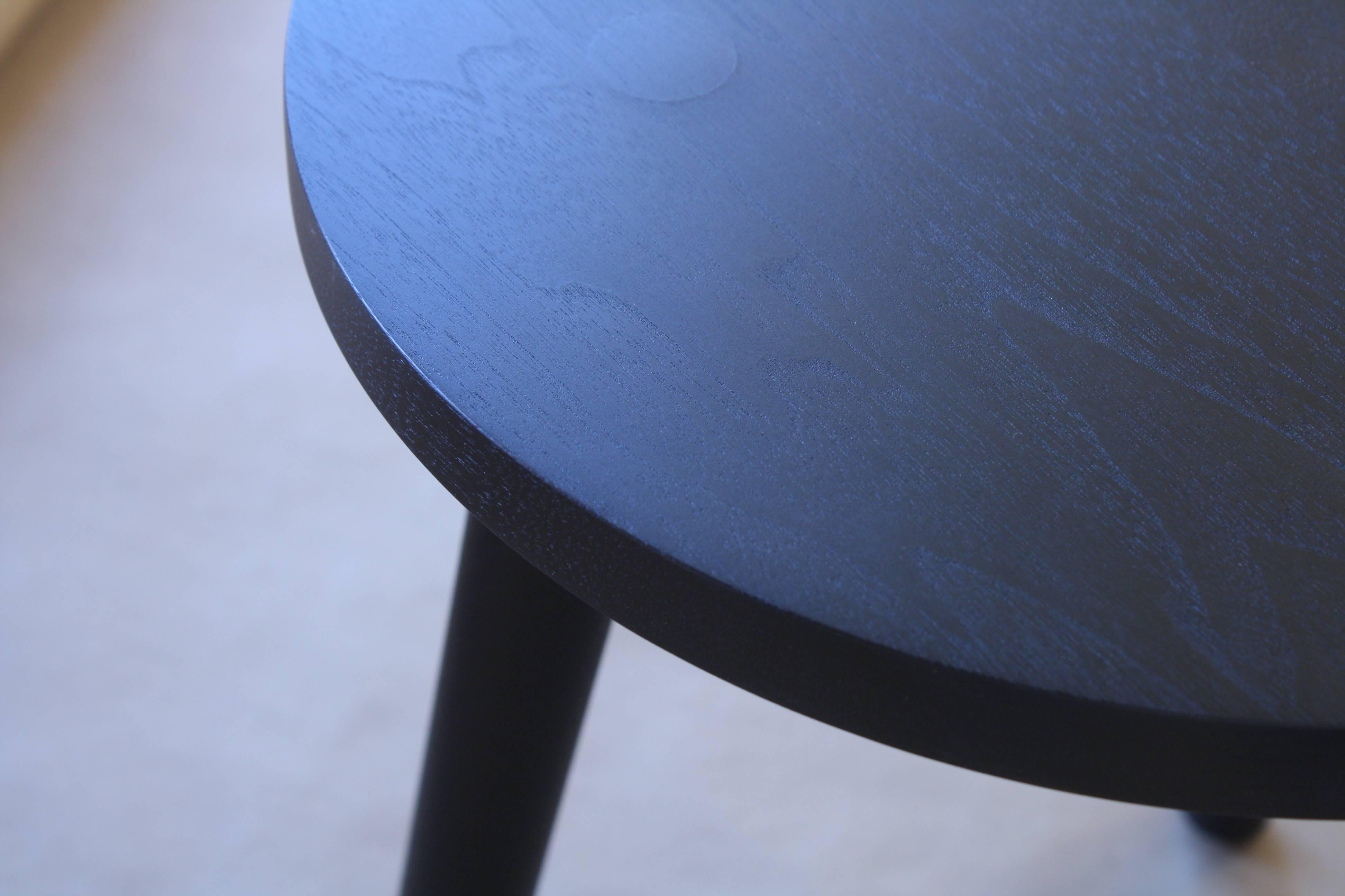 Modern Ebonized Walnut, A Solid Wood Stool or Side Table with Turned Legs For Sale