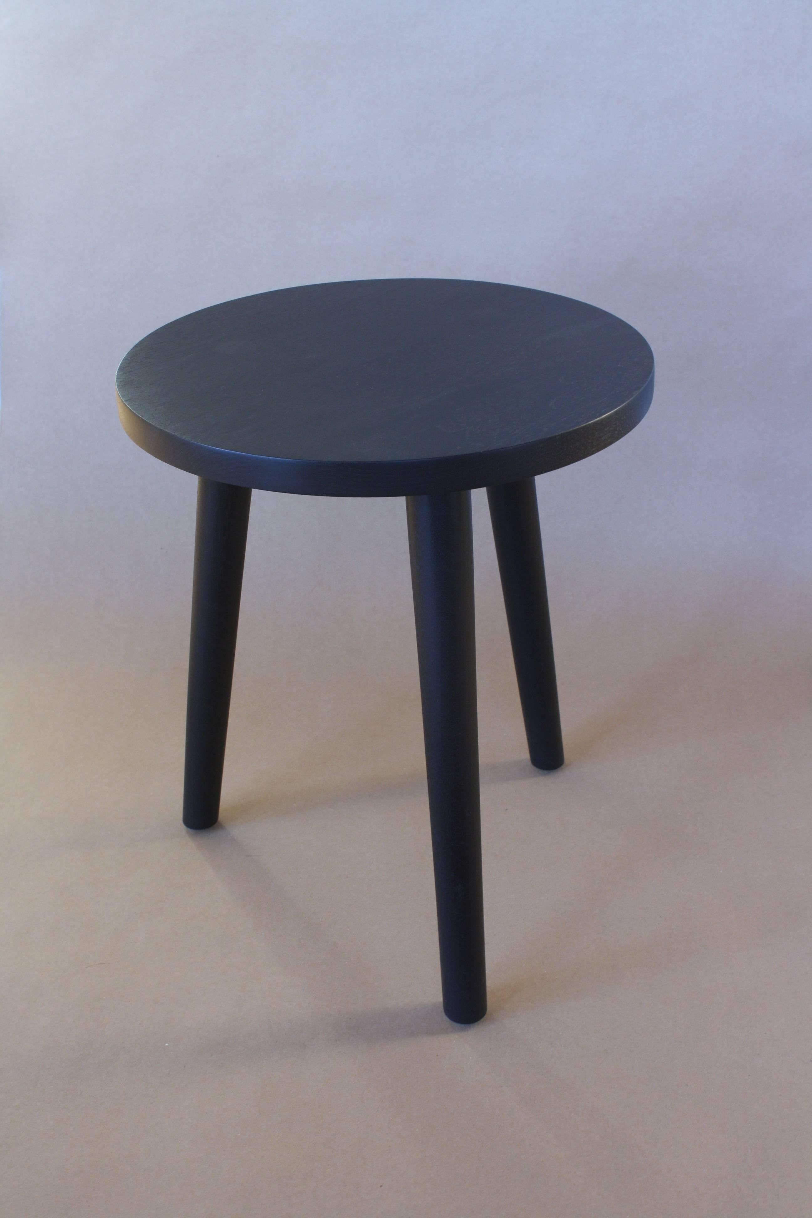 American Ebonized Walnut, A Solid Wood Stool or Side Table with Turned Legs For Sale