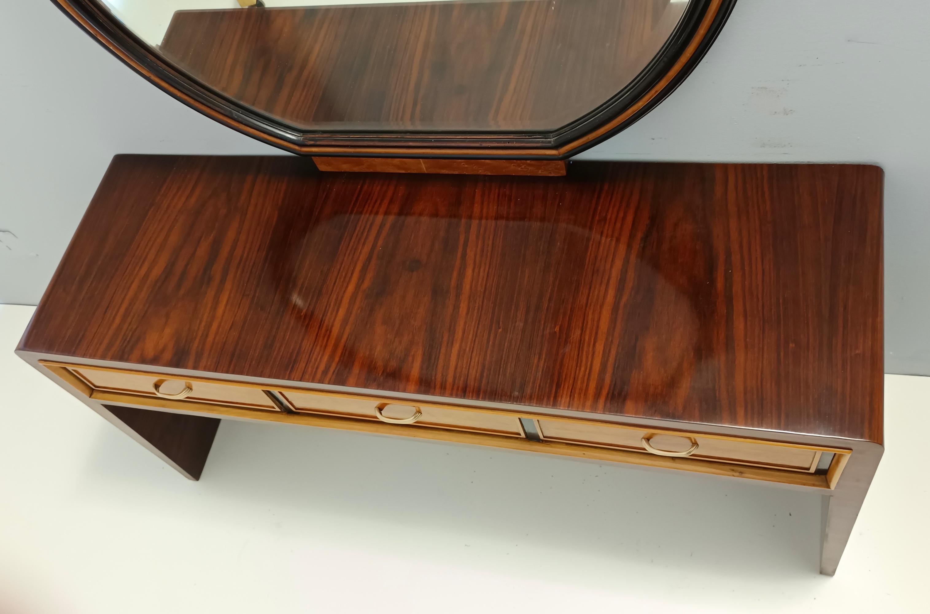 Ebonized Walnut and Birch Vanity Table / Console with Mirror ascr. to Buffa For Sale 3