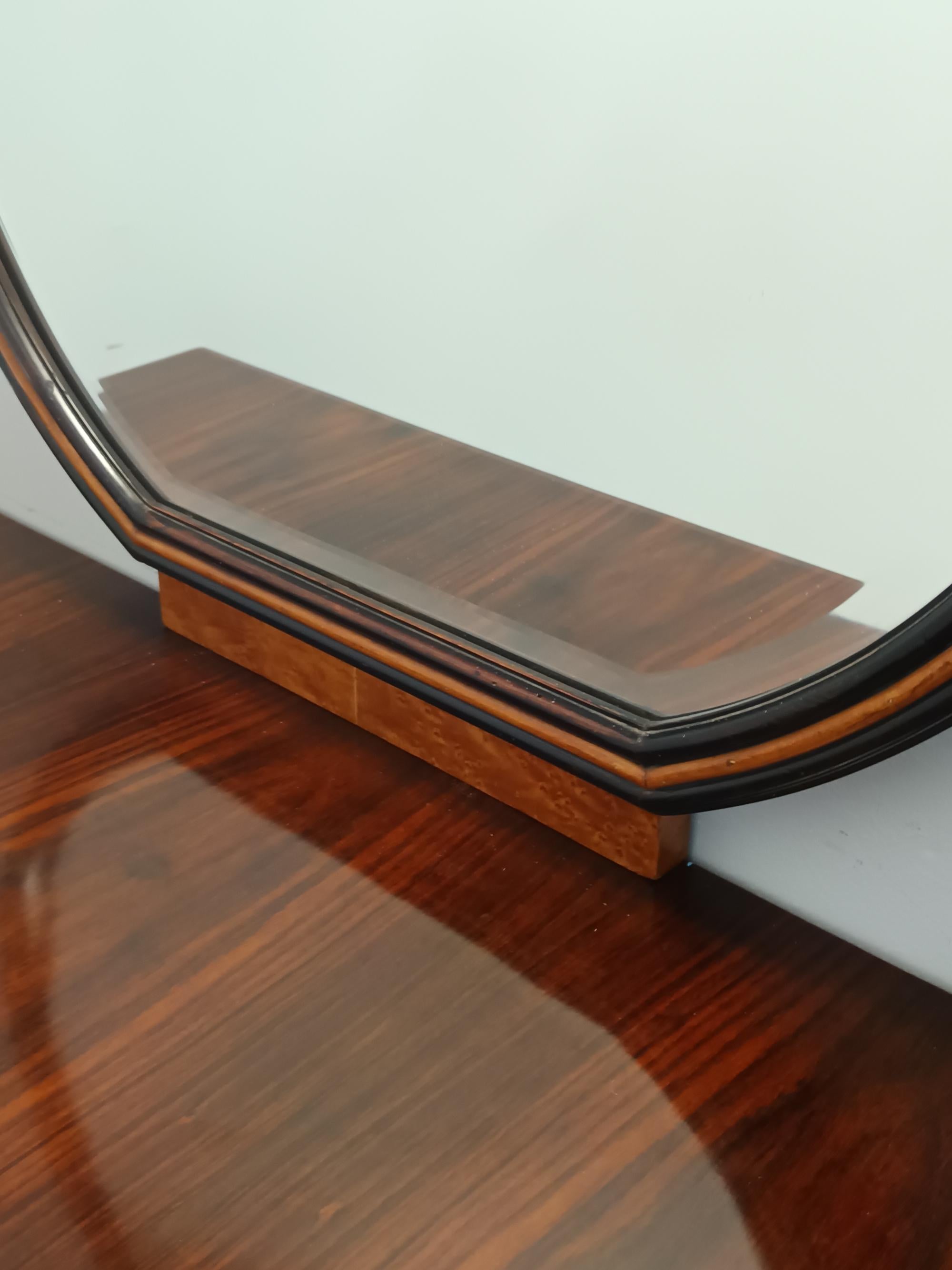 Ebonized Walnut and Birch Vanity Table / Console with Mirror ascr. to Buffa For Sale 4