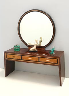 Ebonized Walnut and Birch Vanity Table / Console with Mirror ascr. to Buffa