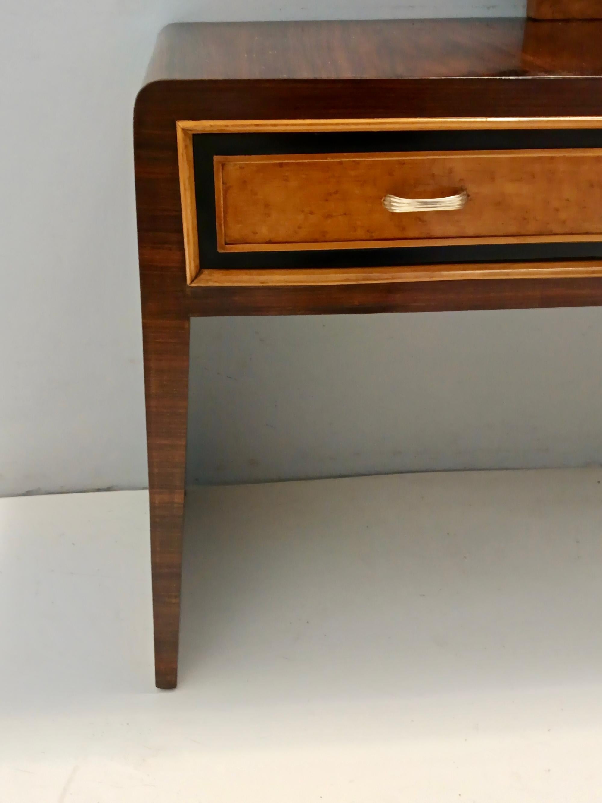 Ebonized Walnut and Birch Vanity Table / Console with Mirror ascr. to Buffa For Sale 1
