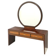 Vanity Table / Console avec miroir en noyer ébonisé et bouleau ascr. à Buffa
