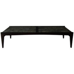 Ebonized Walnut and Marble Coffee Table, circa 1970