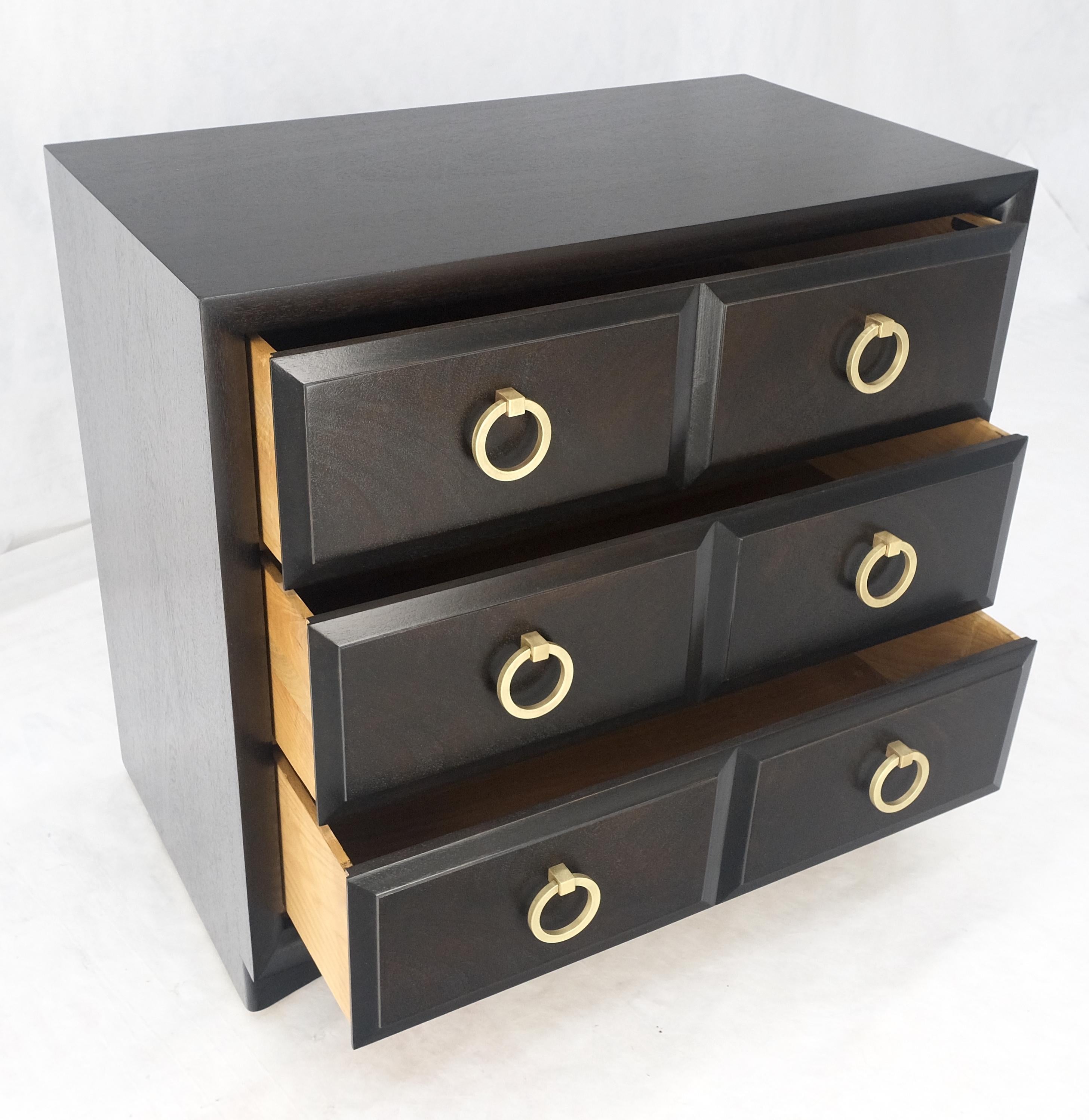Ebonized Walnut Large Gold Rings Drop Pulls 3 Drawer Bachelor Chest MINT! For Sale 4