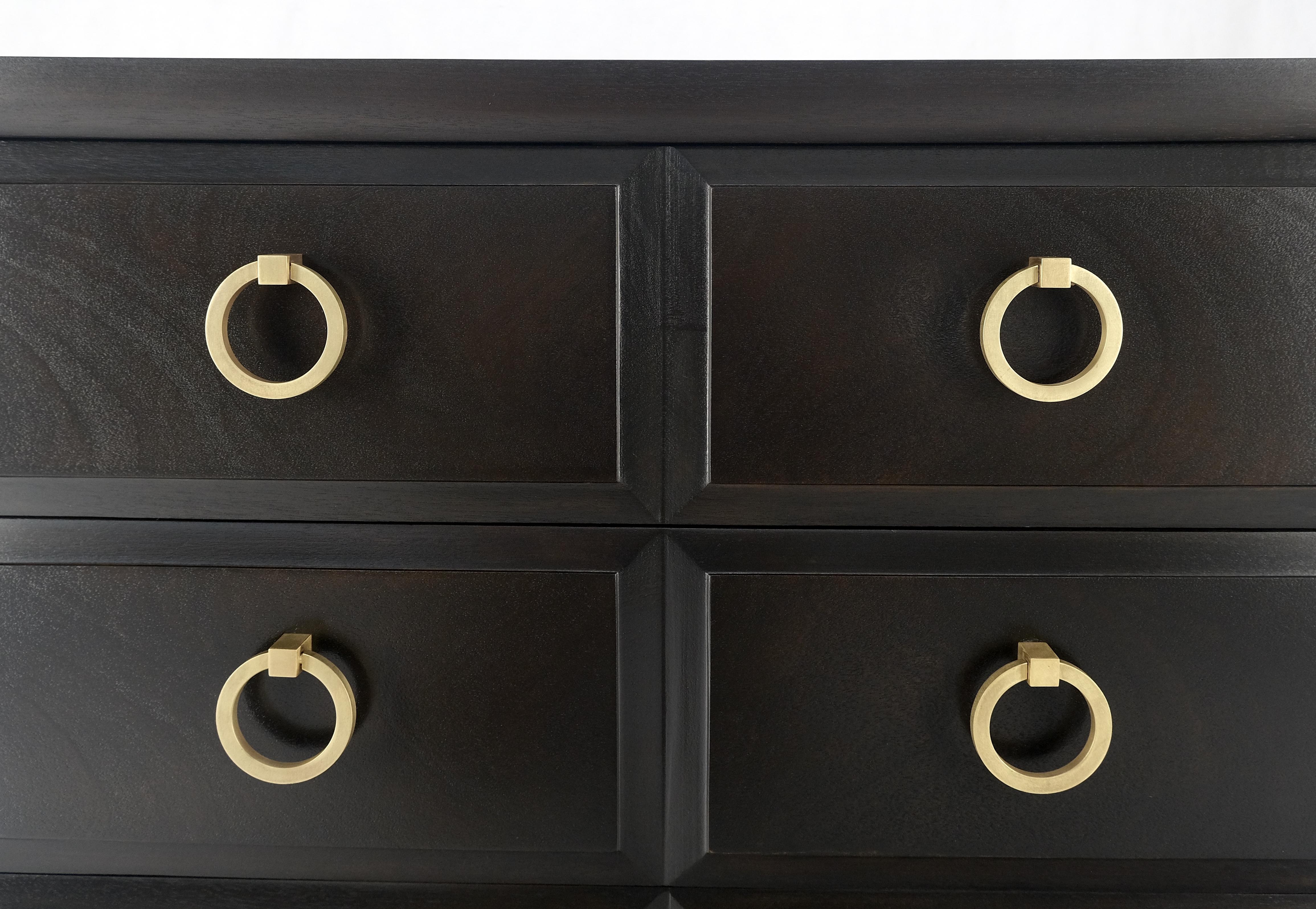 Ebonized Walnut Large Gold Rings Drop Pulls 3 Drawer Bachelor Chest MINT! For Sale 1