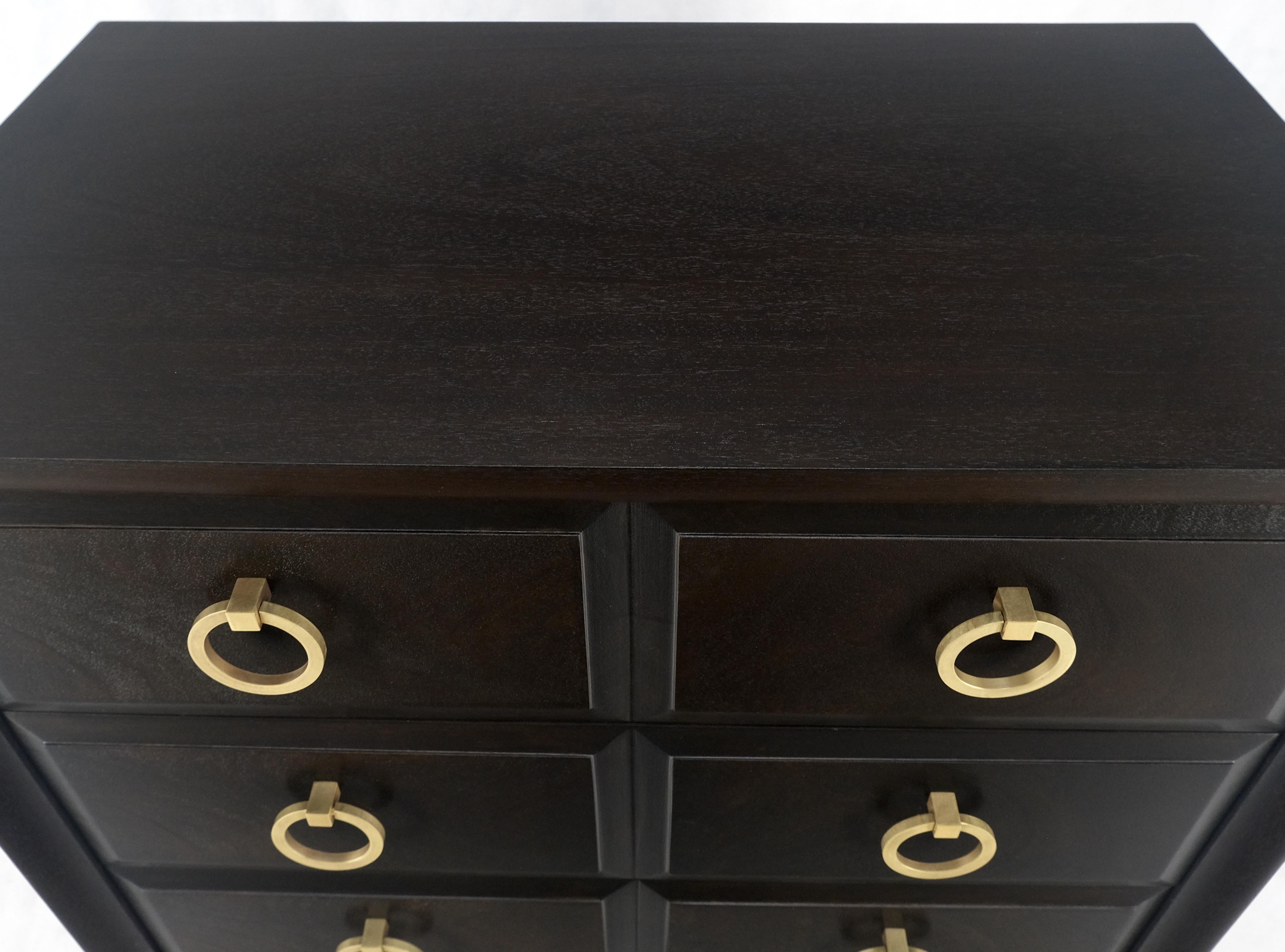 Ebonized Walnut Large Gold Rings Drop Pulls 3 Drawer Bachelor Chest MINT! For Sale 2