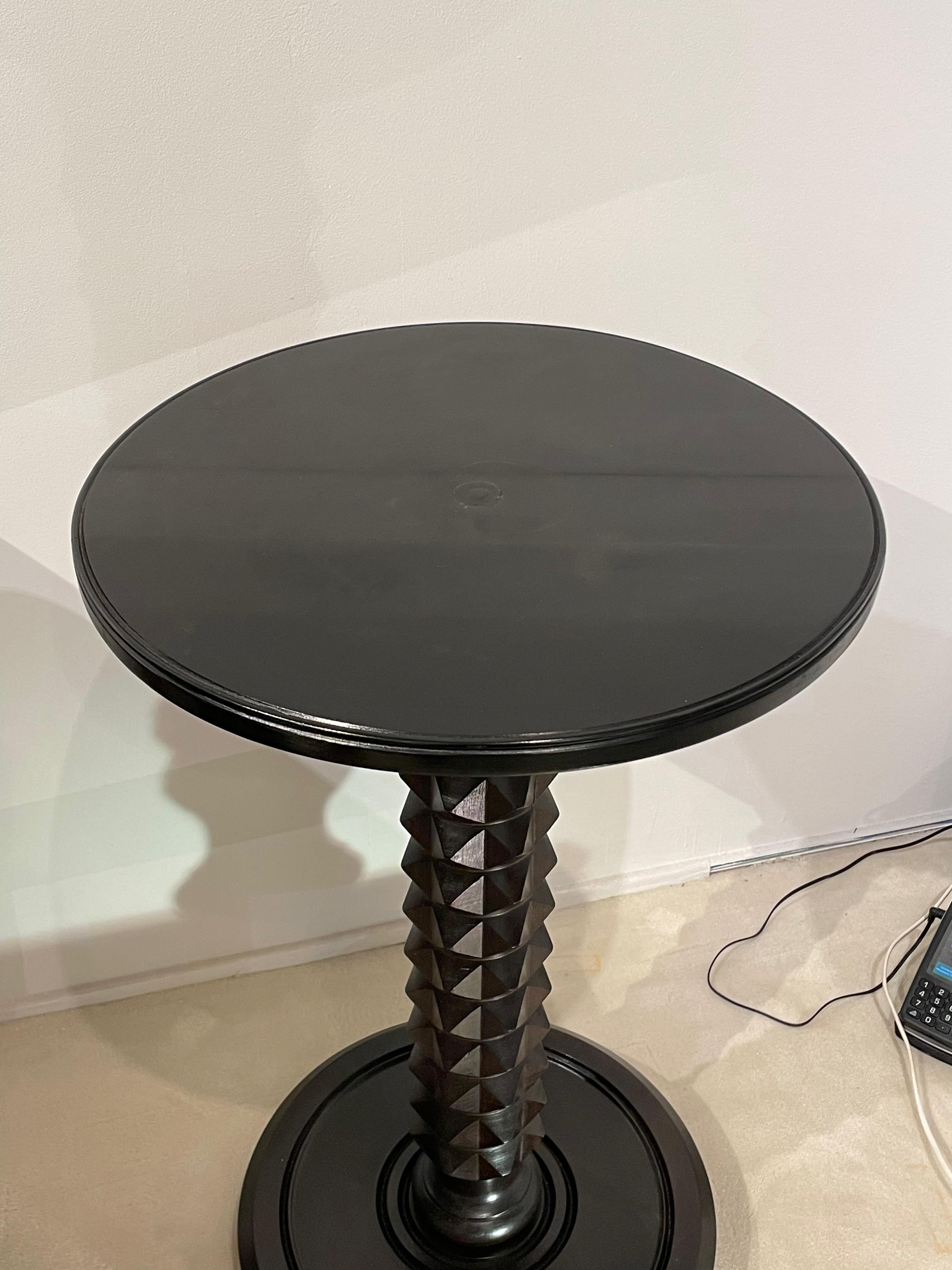 20th Century Ebonized Walnut Style of Charles Dudouyt Side Table, France, Midcentury For Sale