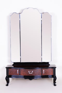 Ebonized Walnut Toilette Made in 1920s Czechia, Art Deco, Restored to High Gloss