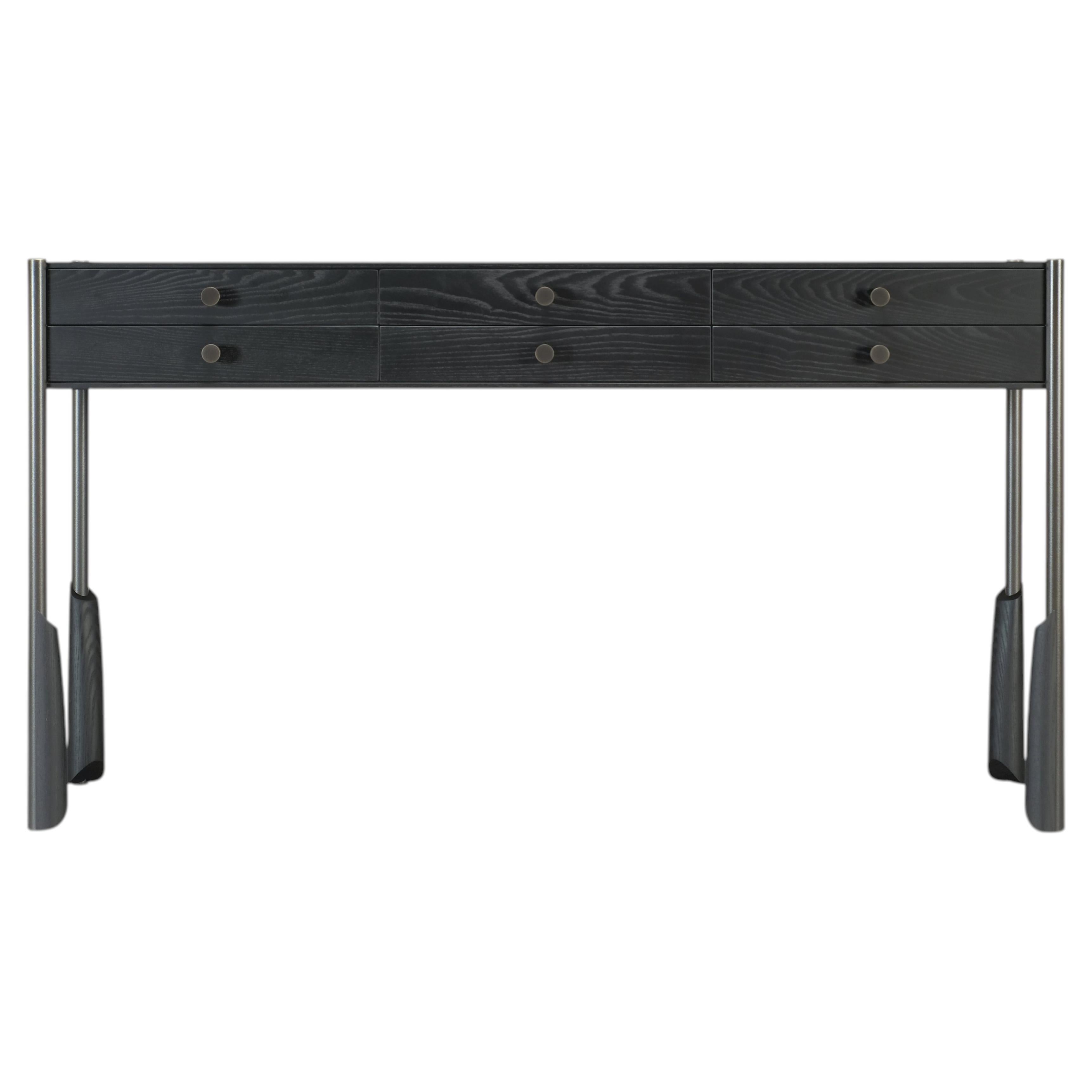 Ebonized White Ash Altai Apothecary Console Table by A. Jacob Marks For Sale